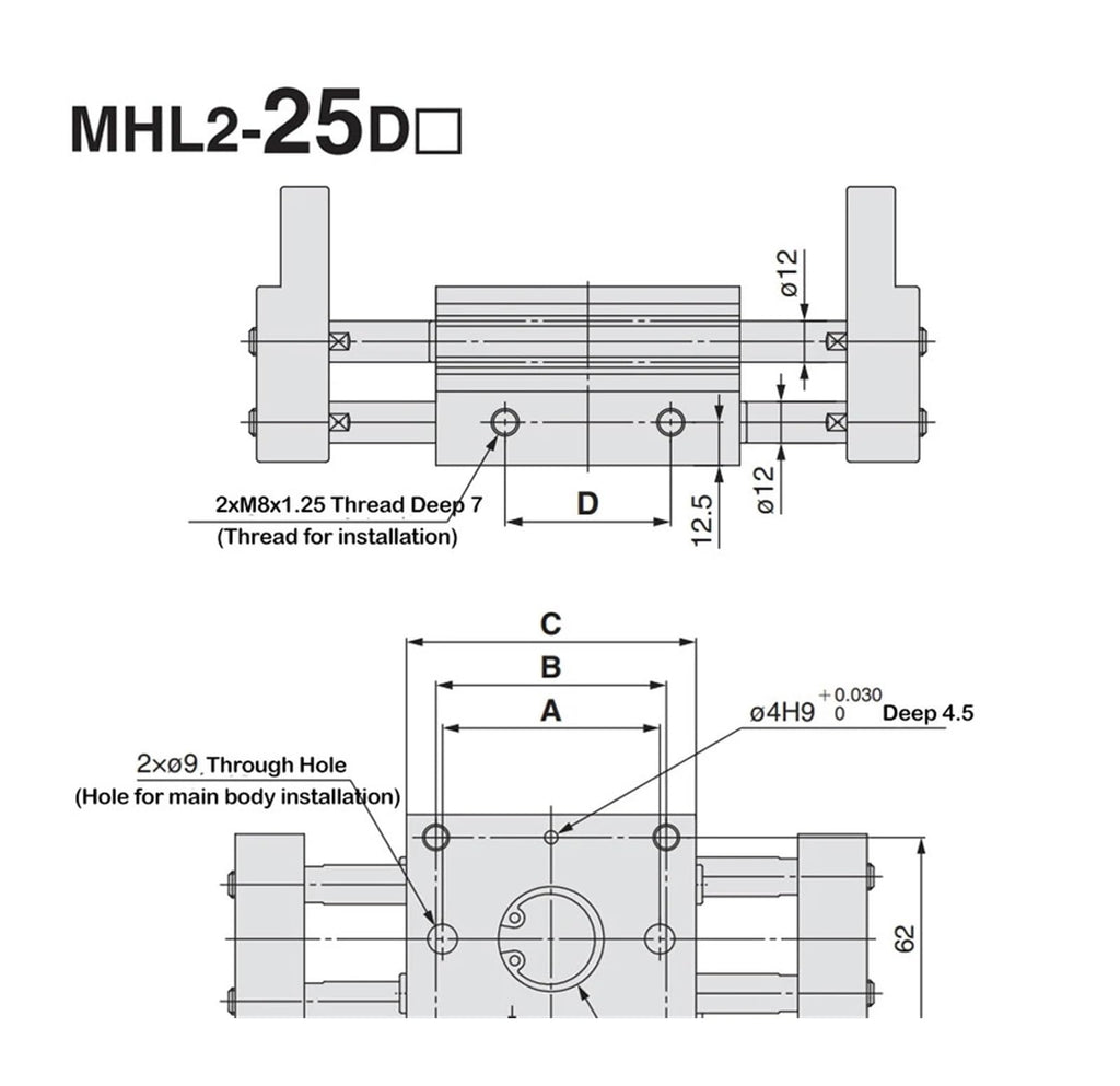 Double Acting Pneumatic Gripper Wide Type Air Gripper Parallel Cylinder MHL2-20D MHL2-20D1 MHL2-20D2 Aluminium Clamps(MHL2-16D2)