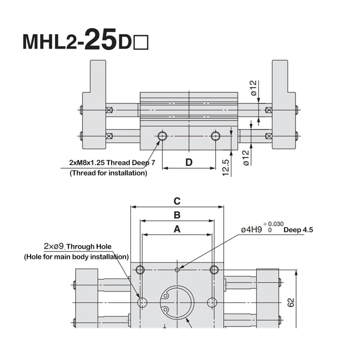 Double Acting Pneumatic Gripper Wide Type Air Gripper Parallel Cylinder MHL2-20D MHL2-20D1 MHL2-20D2 Aluminium Clamps(MHL2-16D2)