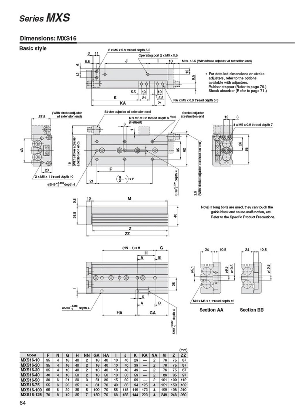 1pcs Double Rod Guide Rail Slide Pneumatic Cylinder MXS12-100 MXQ16 MXS12L MXQ16L bore 12 16mm Stroke 10-125mm Slide Cylinder(MXS16)