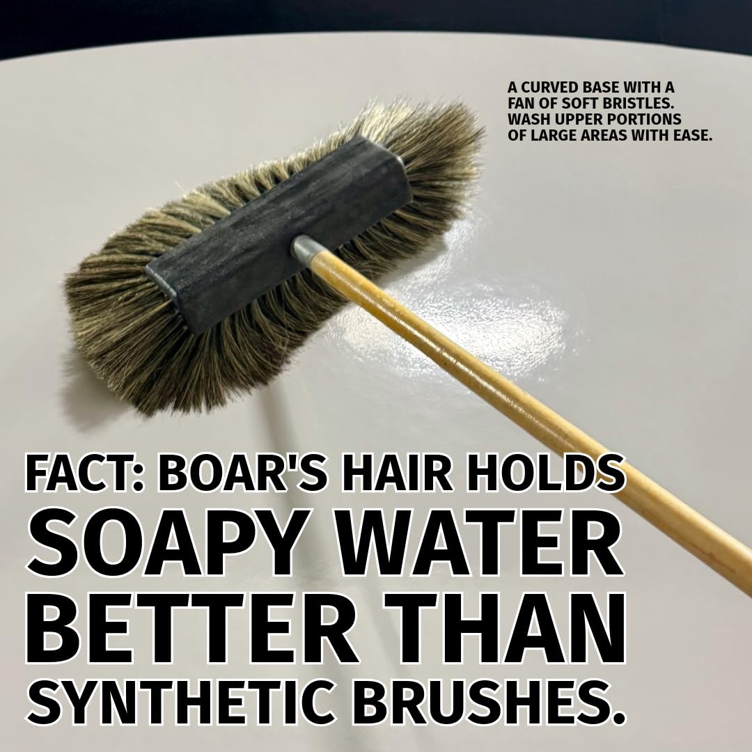 Montana Original Tri-Angle Boar’s Hair Car Wash Brush | Soft, Scratch-Free Cleaning | Telescopic Handle for Large Vehicles | MB-1800-H