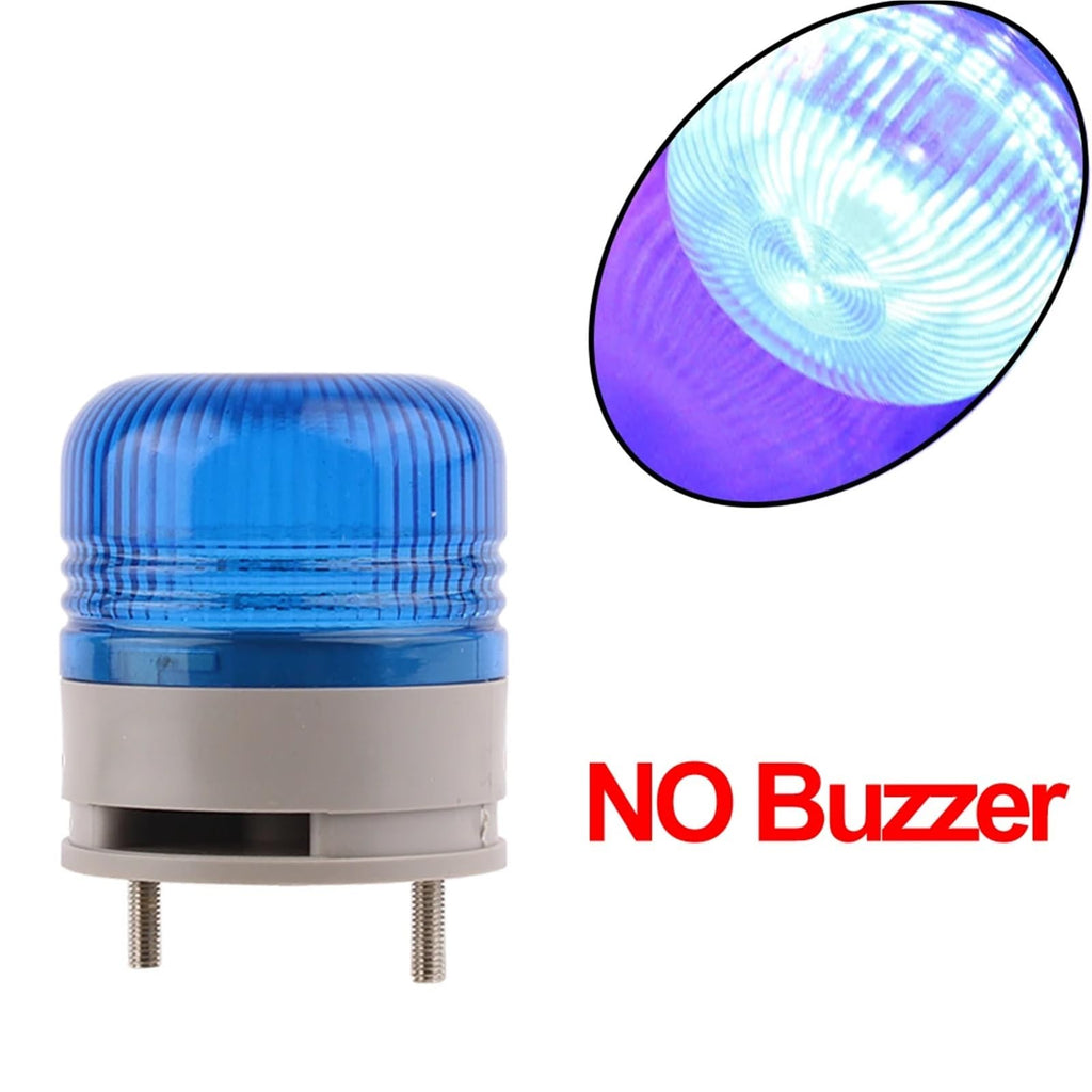 1PCS Red Yellow Green Blue Single Flashing Signal Warning DC12V24V LED Indicator Lamp with Buzzer/No Sound Small Security Alarm Light(Blue NO Buzzer,200w)