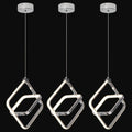 Modern LED Chandelier Chrome Rectangular Pendant Light Fixtures 4000K 20W Dimmable Height Adjustable Pendant Lighting for Dining Room Kitchen Island Bedroom Living Room Foyer（3-Pack）
