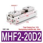 Low Profile Air Parallel Gripper Force Pneumatic Cylinder MHF2 8D MHF2 10D MHF2 12D MHF2 16D MHF2 20D Pneumatic Gripper(MHF2-20D2)