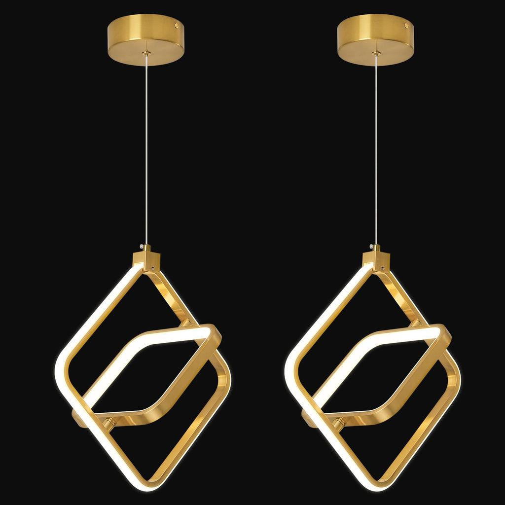 Modern LED Chandelier Chrome Rectangular Pendant Light Fixtures 4000K 20W Dimmable Height Adjustable Pendant Lighting for Dining Room Kitchen Island Bedroom Living Room Foyer（3-Pack）