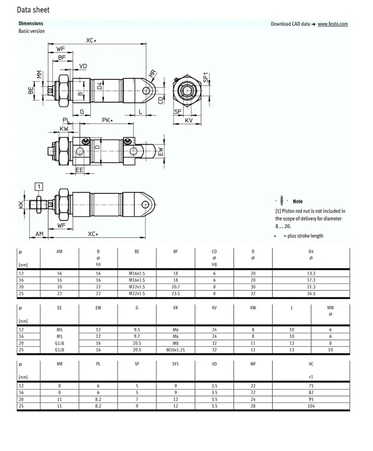 CRDSNU-50-100-PPV-A 552793 CRDSNU-20-60-P-A CRDSNU-16-40-PPS-A Stainless Steel Pneumatic Cylinder(CRDSNU-16-40-PPS-A)