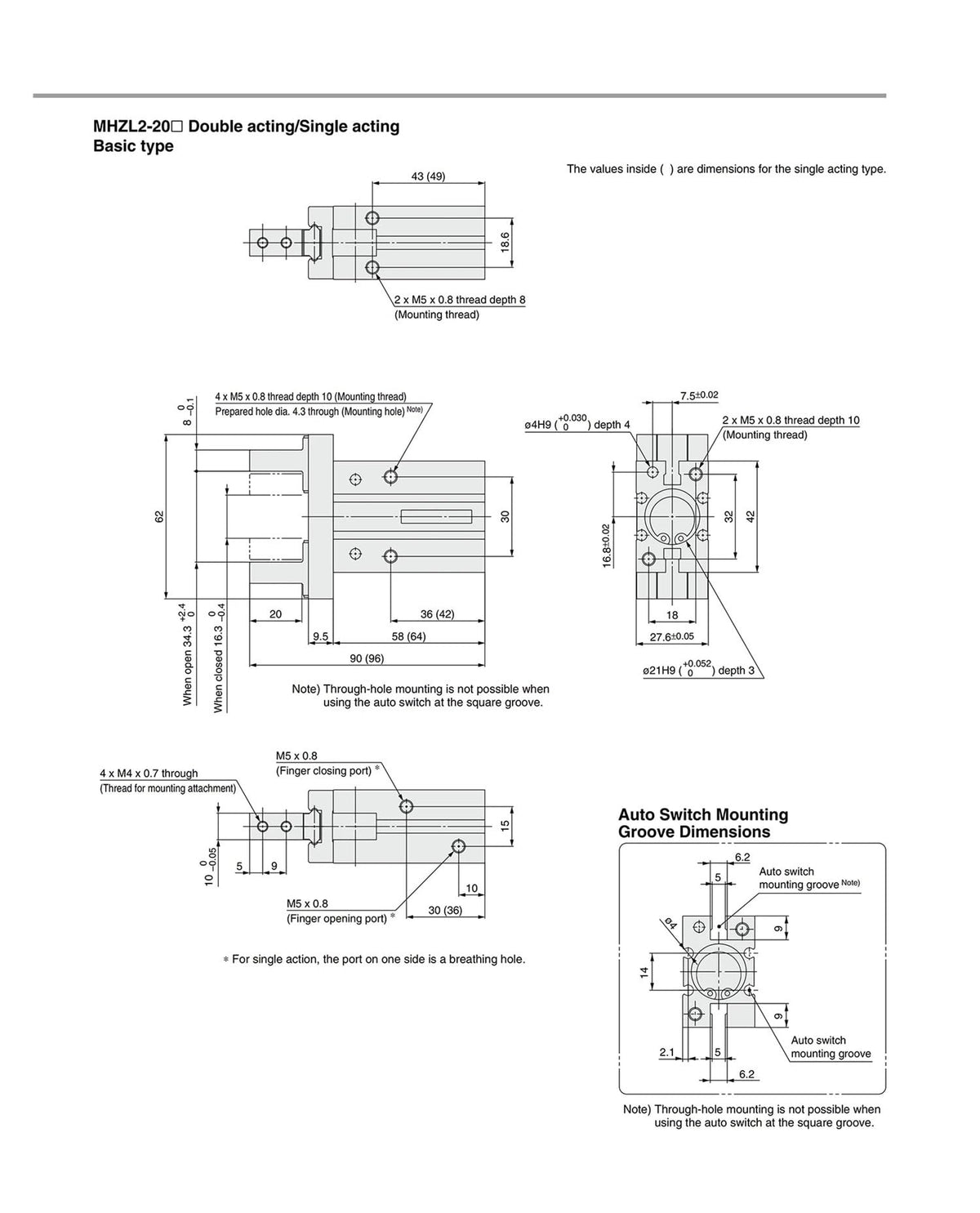 1pcs MHZL2 Series Parallel Type Air Gripper/Long Stroke Type 2 Fingers Bore 10/16/20/25 mm Opening/Closing Stroke 8/12/18/22 mm(MHZL2-S)