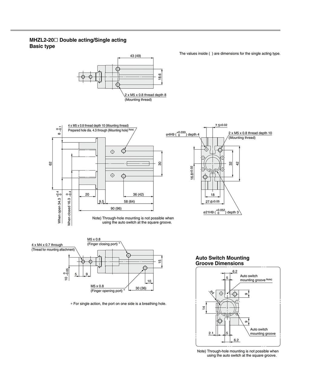 1pcs MHZL2 Series Parallel Type Air Gripper/Long Stroke Type 2 Fingers Bore 10/16/20/25 mm Opening/Closing Stroke 8/12/18/22 mm(MHZL2-C)