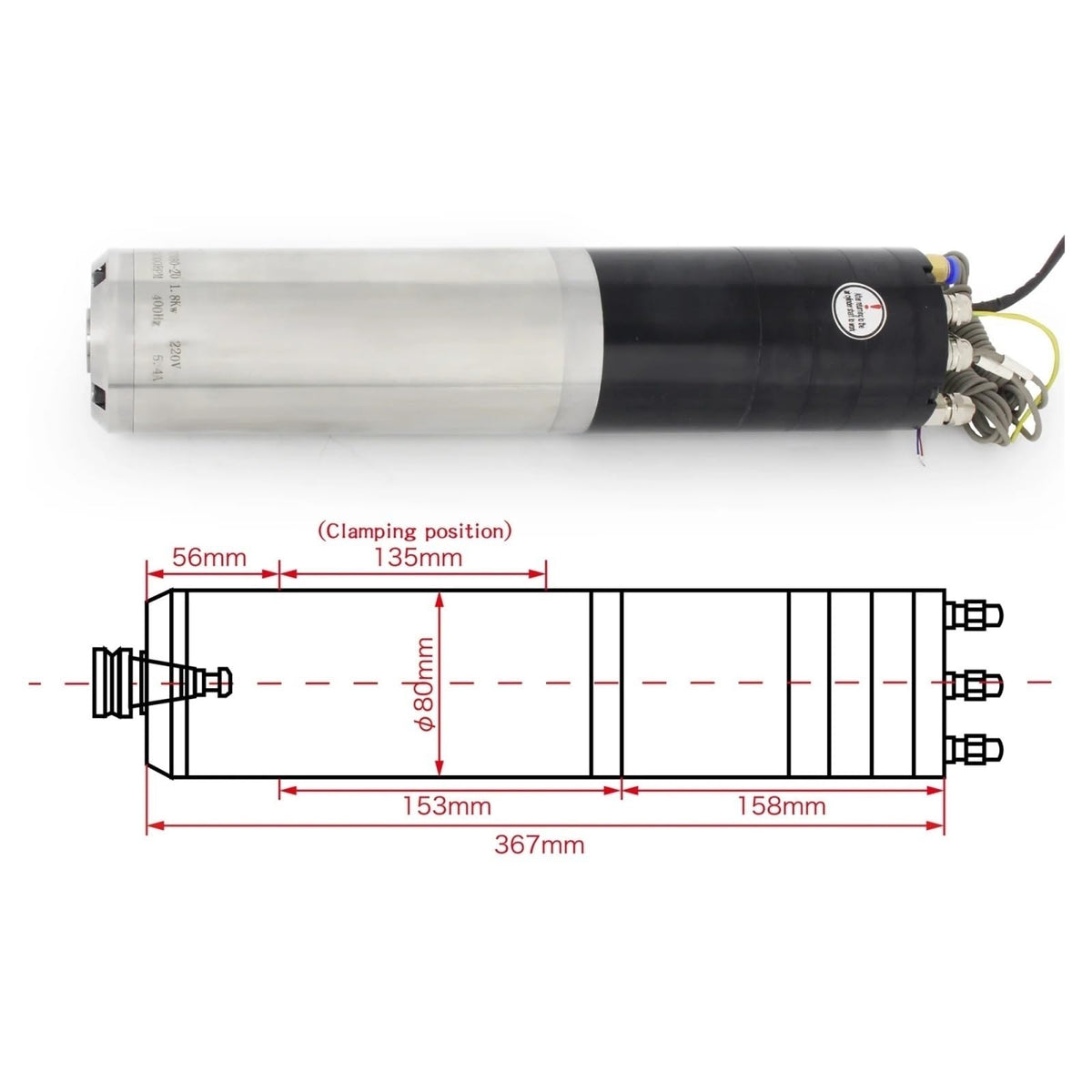 1.8KW ISO20 220V ATC Spindle Water Cooling Automatic Tool Change, Spindle Motor(with Inverter,2.2KW 220V)