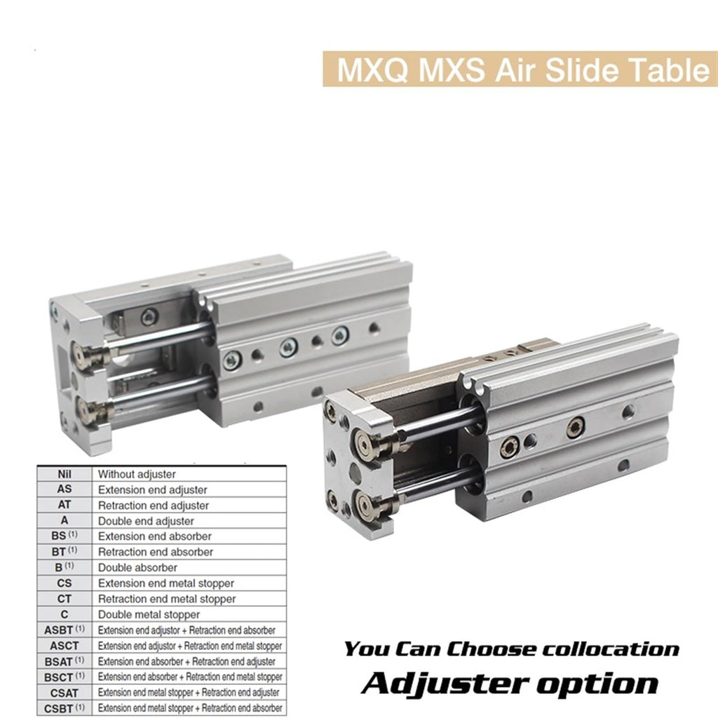 Double Rod Guide Rail Slide Pneumatic Cylinder MXS12-100 MXQ16 MXS12L MXQ16L bore 12 16mm Stroke 10-125mm Slide Cylinder(MXS16L)