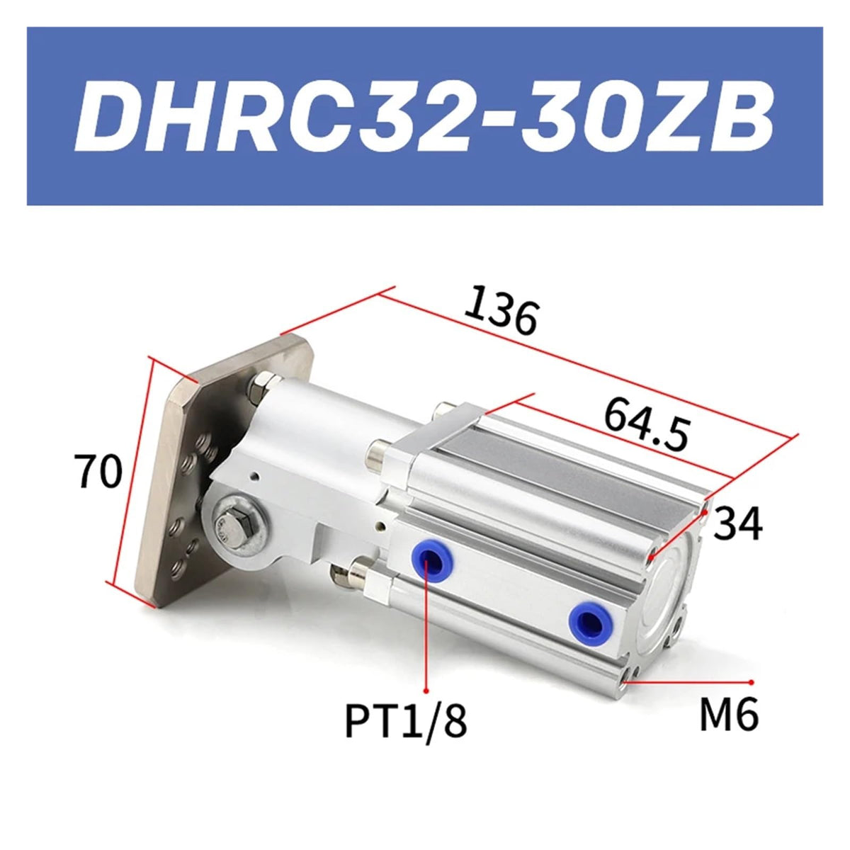 1 Pcs Pneumatic Side Hinge Flip Cylinder Manipulator Accessories FCZ20-20ZB DHRC32-30LB DHRC40-40L (Color : DHRC32-30ZB)