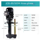 380V Industrial Coolant Pump, JCB-90 500W Three Phase Immersion Coolant Pump for CNC Lathe Milling Grinder