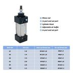 Double Acting Pneumatic Air Cylinders 32mm Bore stroke25-1000mm SC32X25S SC32X50 SC32X100S SC32X500S SC32X600(SC32X1000,-S(with Magnetism))