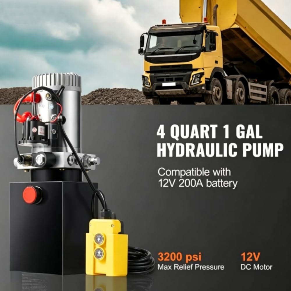 Hydraulic Pump 4/10/20 Quart Hydraulic Power Unit Trailer Pump 12V Hydraulic Pump