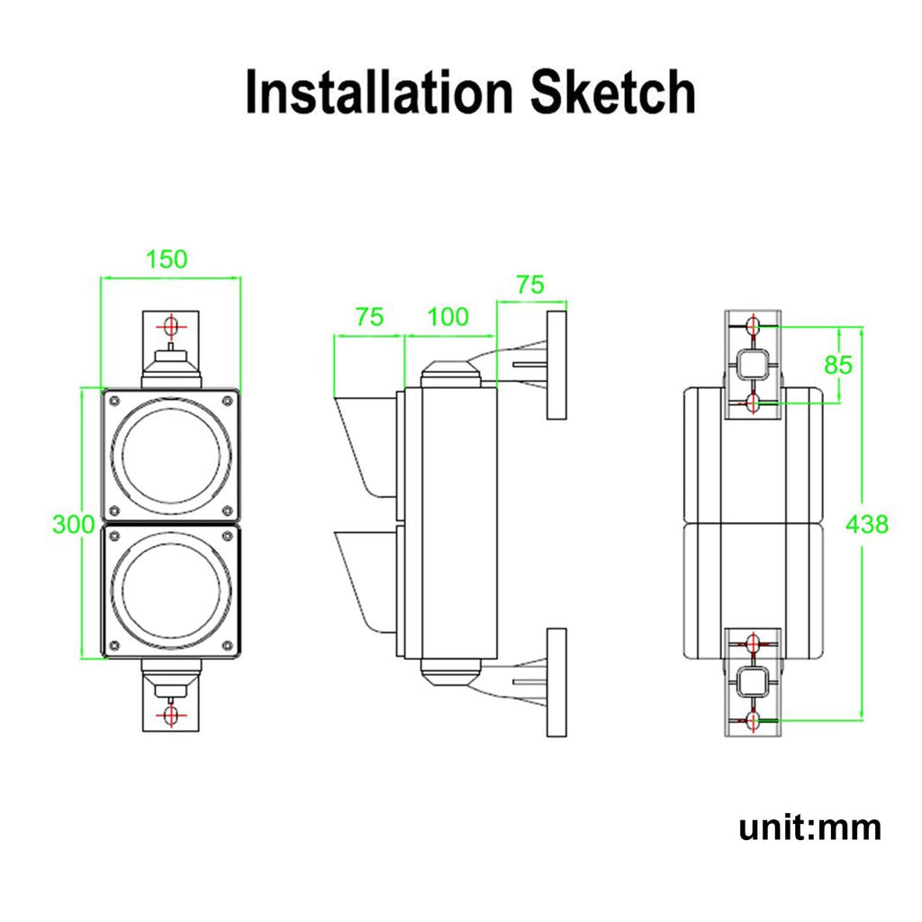 100mm(4inch) Industrial LED Traffic Stop Light, Traffic Light, Red/Green Dock Bay Indicator Warning Light, Car and Pedestrian Road Signs (Color : Manual Control, Size : 110v)(Circulation Light,12v)