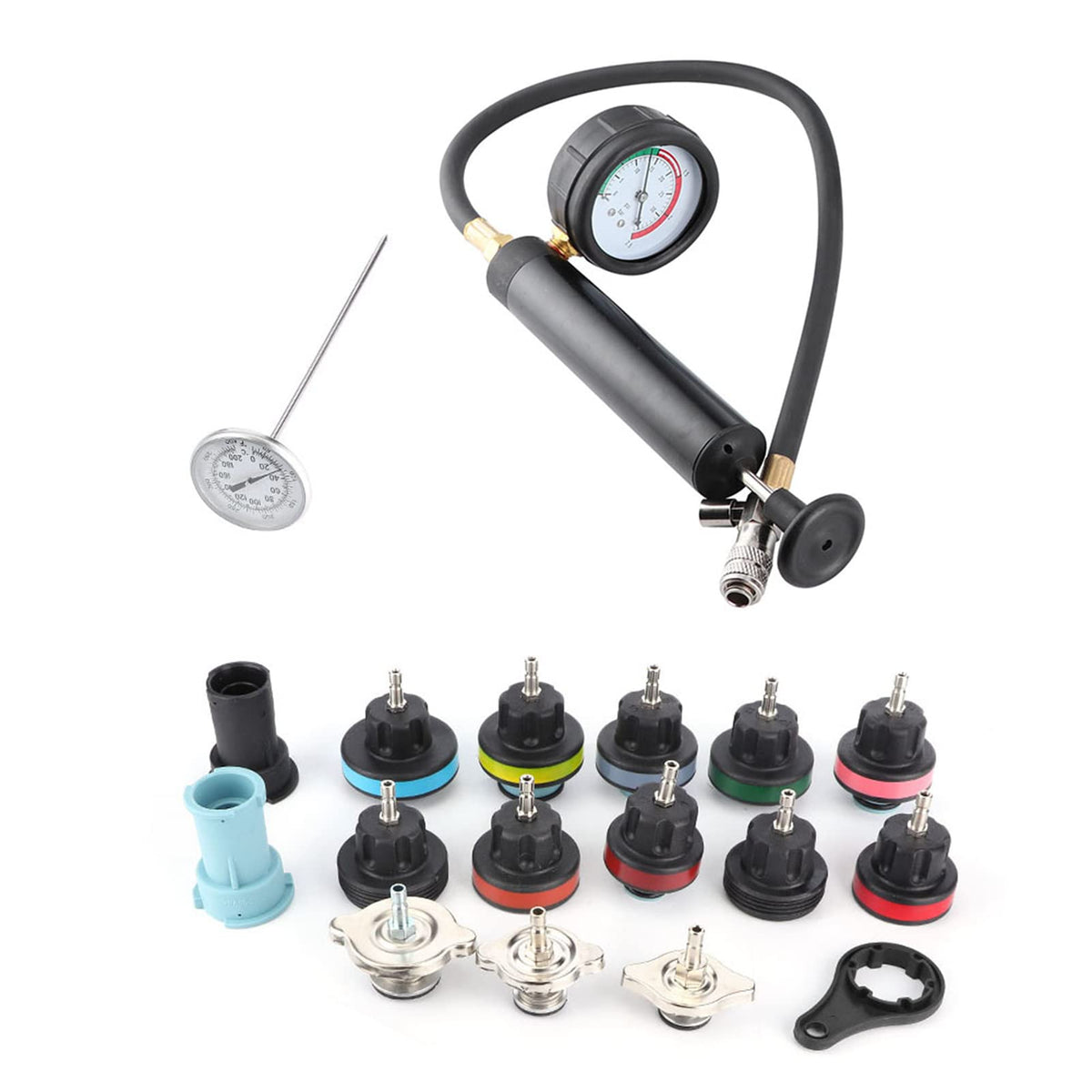 18PCS Car Cooling System Tester Kit, Leak Detector for, Excellent Quality PC Material, Durably and Accurate, Wide Application for Various Vehicle