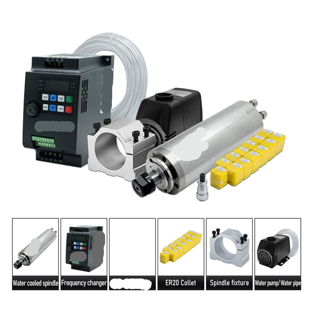 2200w Spindle Motor 220v Er20 2.2kw Round Water Cooling Spindle 24000rpm +2.2kw Vfd 50/60hz +Water Pump +80mm Bracket