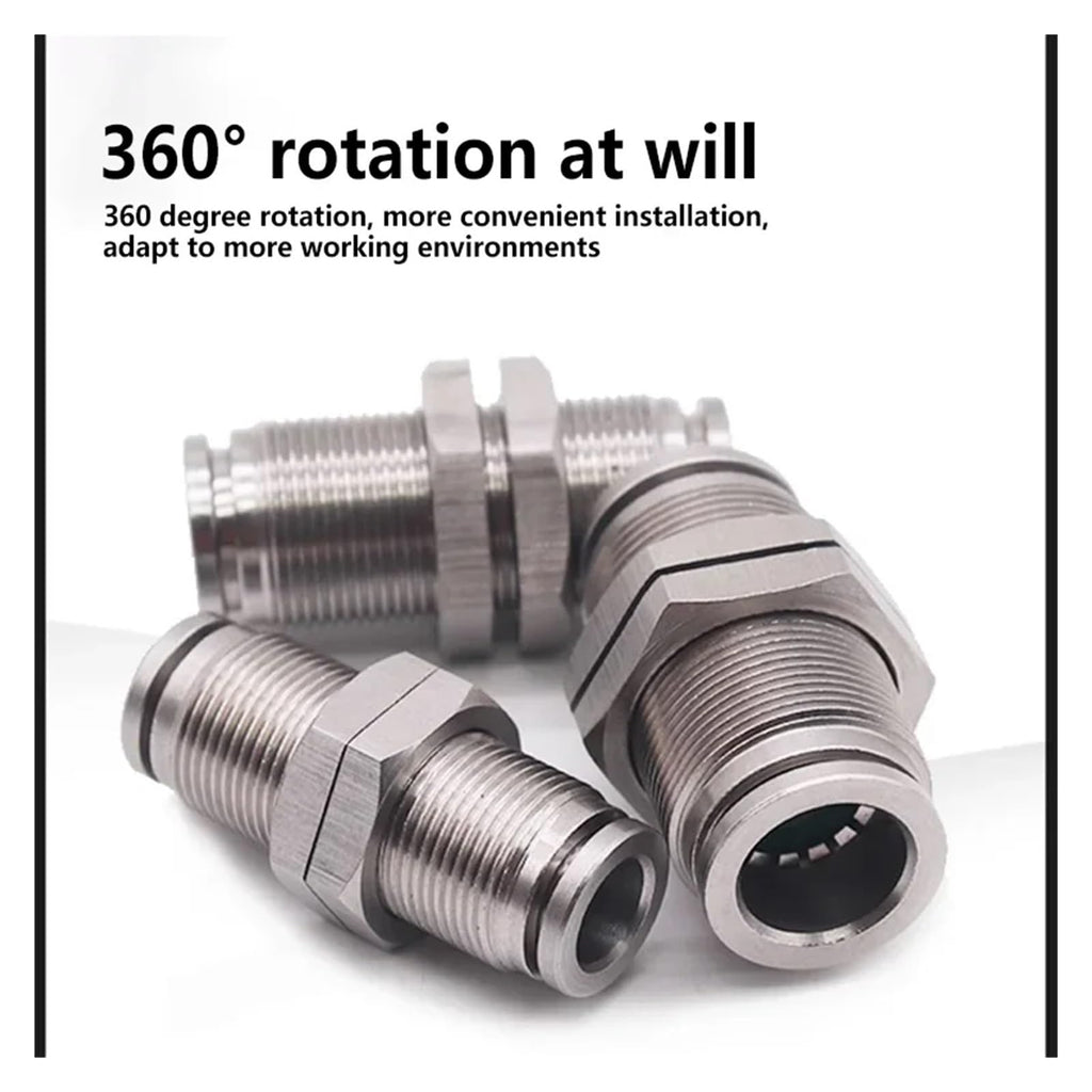 10PCS 304 Stainless Steel Pneumatic Connector PM Partition Metal Quick Coupling Plug 4 6 8 10 12 16mm Trachea Connector joyous(PM-16,50 pcs)