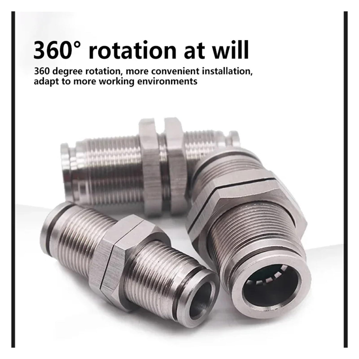 10PCS 304 Stainless Steel Pneumatic Connector PM Partition Metal Quick Coupling Plug 4 6 8 10 12 16mm Trachea Connector joyous(PM-16,50 pcs)