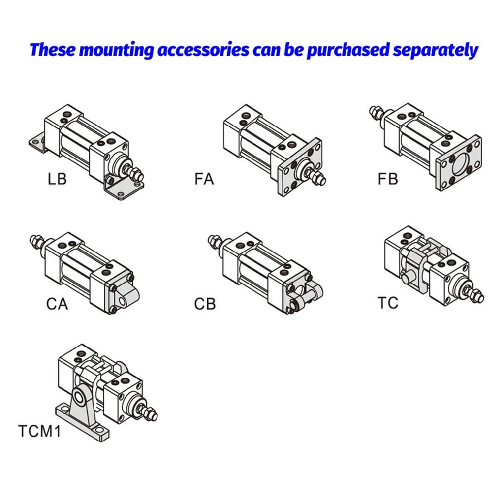 SU32 SU40X75S SU50X100-S Series Bore 32 40 50mm Stroke 25-300 Air Cylinders Double Acting Single Rod Pneumatic Cylinder SU32X175(X250S,SU50)