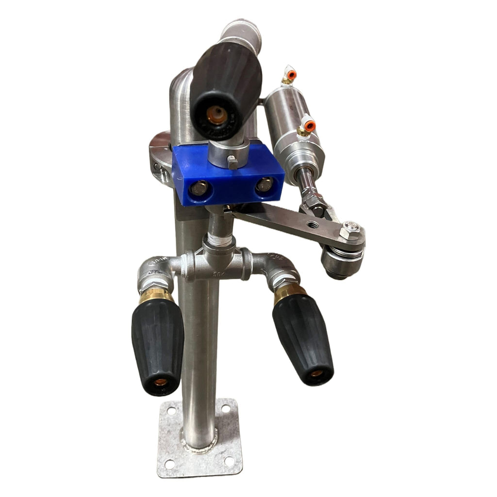 Car Wash Flipping/Pivoting Wheel Blaster Single Unit with Nozzles Stainless Steel