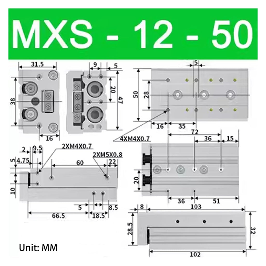 MXS6/8/12 Pneumatic Slide Table Cylinder Diameter 10/20/30/40/50/75 Cylinder(MXS12-50)
