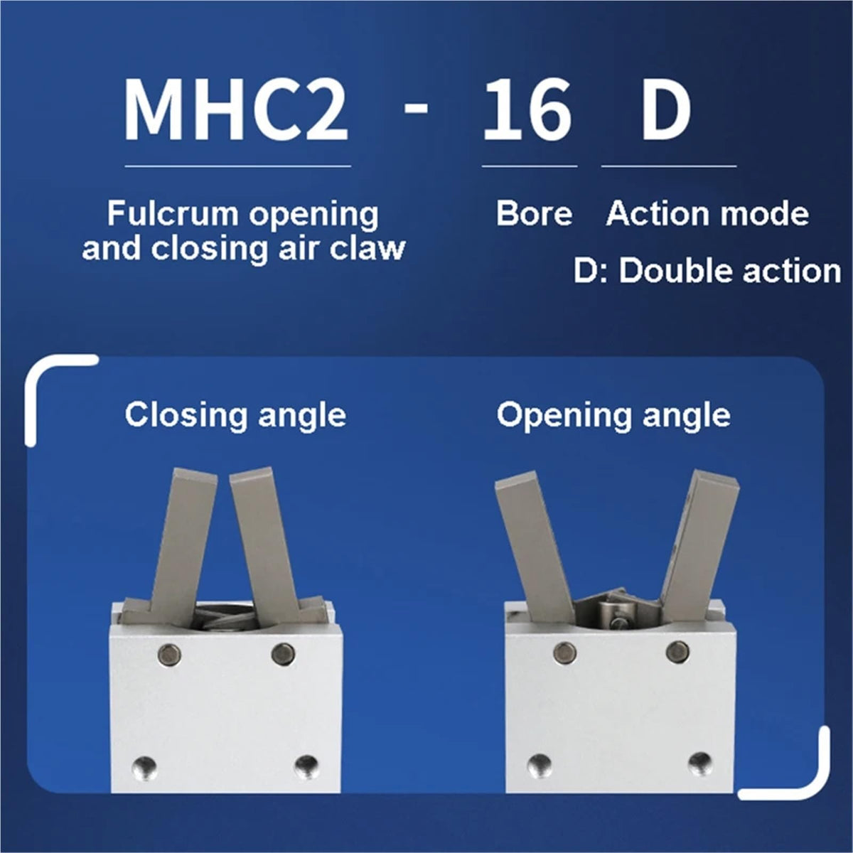 MHC2 Type Air Gripper Claw Pneumatic Cylinder Robot Gripper Double Action MHC2-10D MHC2-16D MHC2-20D MHC2-25D MHC2-32D(MHC2-32D)