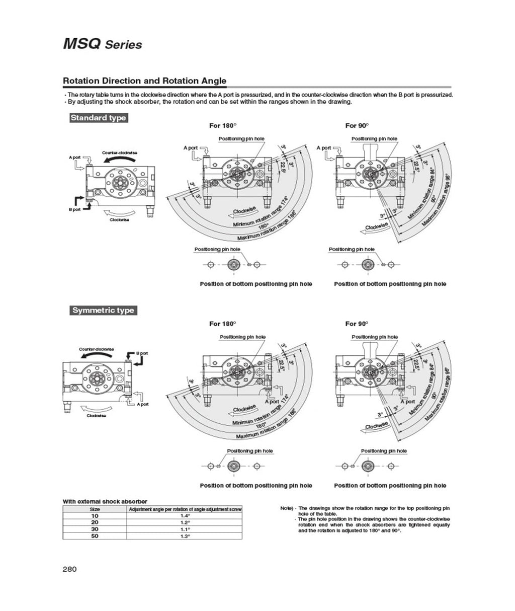 Rotary Table Rack Pinion Type Pneumatic Cylinder MSQB10L2 MSQB20L2 MSQB30L2 MSQB50L2 MSQB10L3 MSQB20L3 MSQB30L3 50L3(MSQB10L2)
