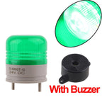 AkzPphqk 1PCS Red Yellow Green Blue Single Flashing Signal Warning DC12V24V LED Indicator Lamp with Buzzer/No Sound Small Security Alarm Light(Green with Buzzer,200w)