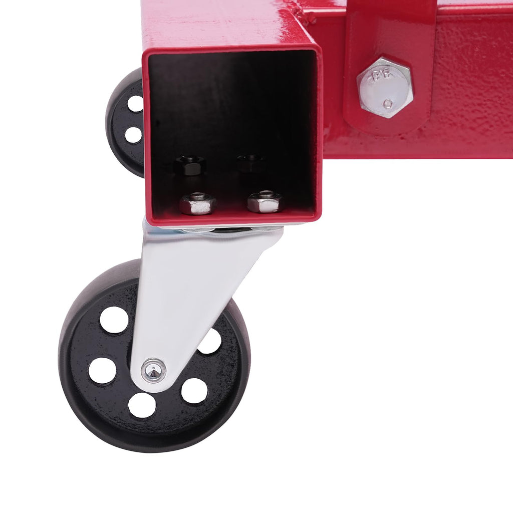2T Folding Hydraulic Crane, Hydraulic Crane with Engine Leveler 4409lbs Capacity Heavy Duty Folding Shop Crane with 6 Casters for Engine Lift Loading Red