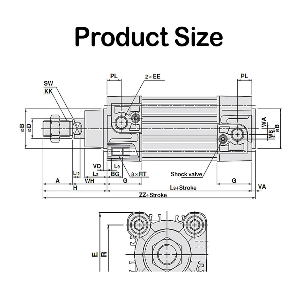 1pcs CP96SDB Series Standard Pneumatic Cylinder Bore 32mm/40mm/50mm/63mm/80mm/100mm, Stroke 25-350mm Air Piston Double Acting(Bore 63mm)
