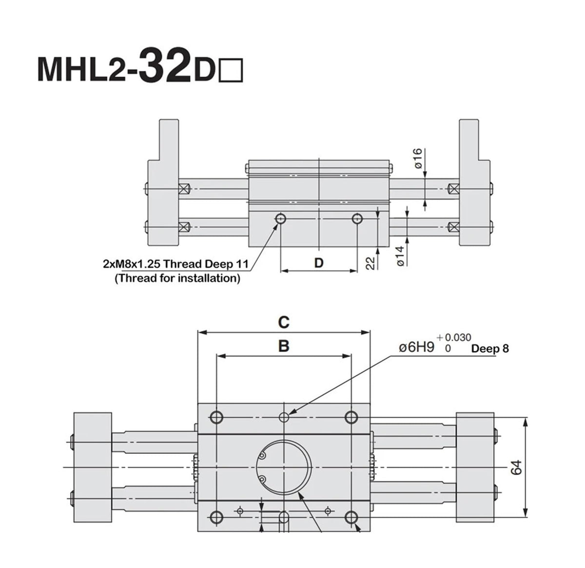 Double Acting Pneumatic Gripper Wide Type Air Gripper Parallel Cylinder MHL2-20D MHL2-20D1 MHL2-20D2 Aluminium Clamps(MHL2-16D2)