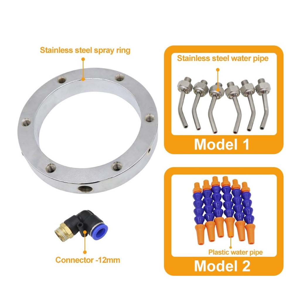 Spindle Cooling Ring CNC Spindle Tool Cooling Water Ring Stainless Steel Plastic/Metal Nozzle 360 Degrees Durable Spray Machine(155mm Plastic nozzle)