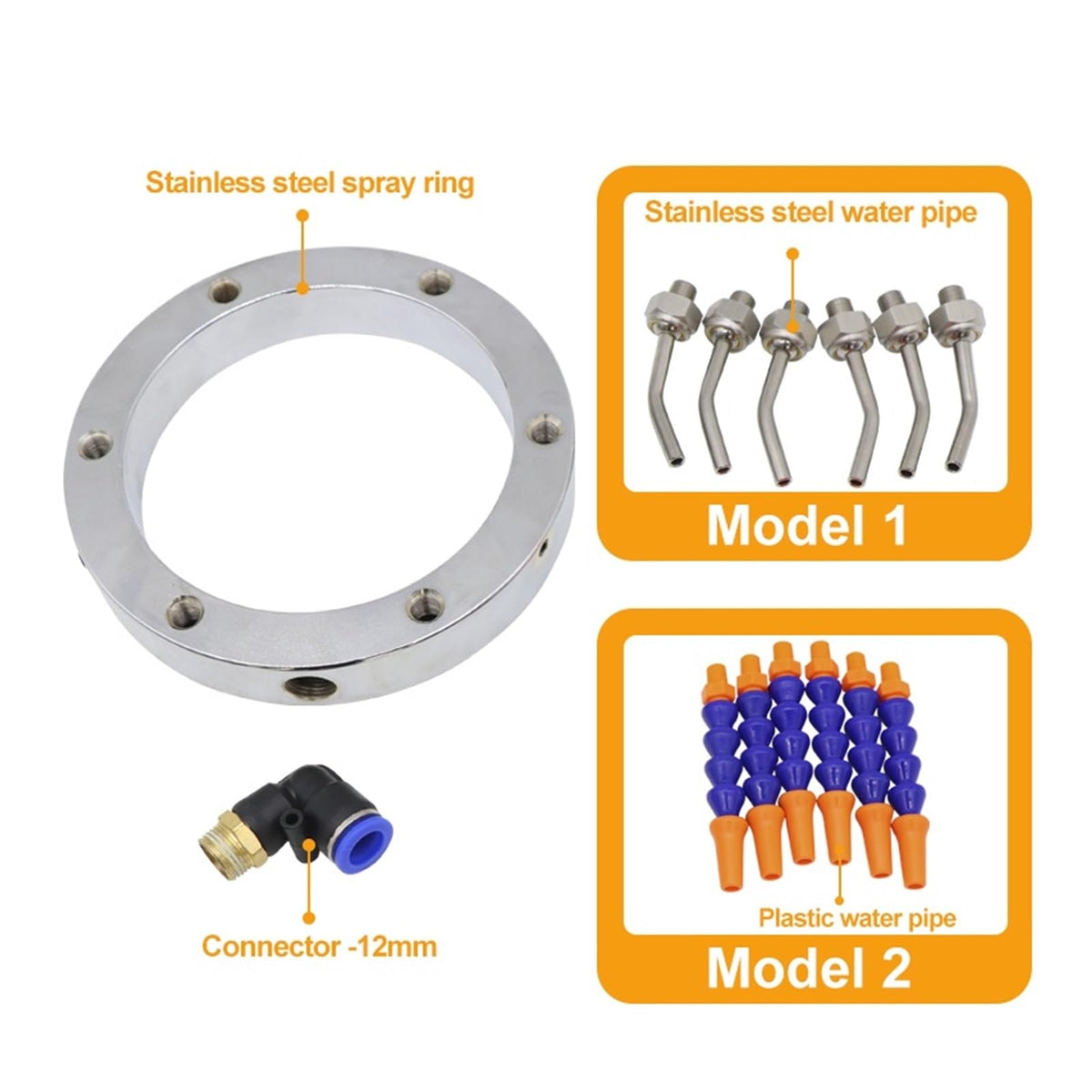 Spindle Cooling Ring CNC Spindle Tool Cooling Water Ring Stainless Steel Plastic/Metal Nozzle 360 Degrees Durable Spray Machine(155mm Plastic nozzle)