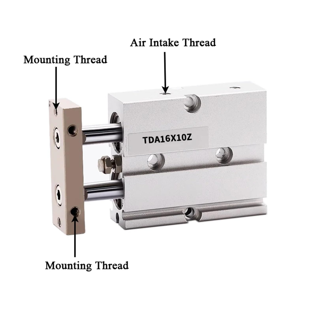 Double Shaft Double Rod Cylinder Small Pneumatic High Thrust TN10/16/20/25/32-15X50X70X100S(Stroke 125mm)