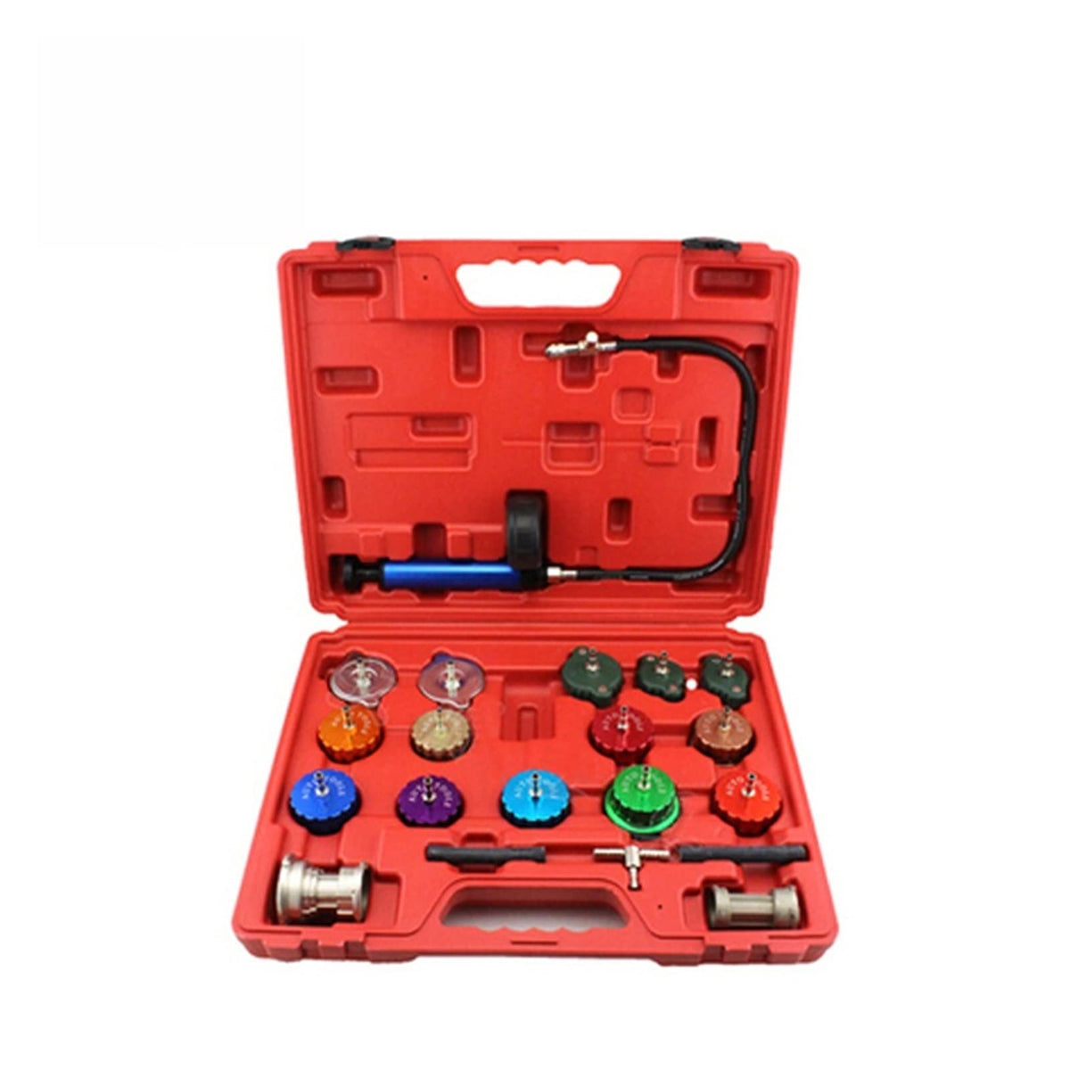 Coolant Pressure Tester kit 21PCS Universal Automotive Radiator Pressure Tester Kit Car Leak Detector Tool Auto Cooling System Coolant Vacuum Purge Full Set Vacuum Type Cooling System Kit