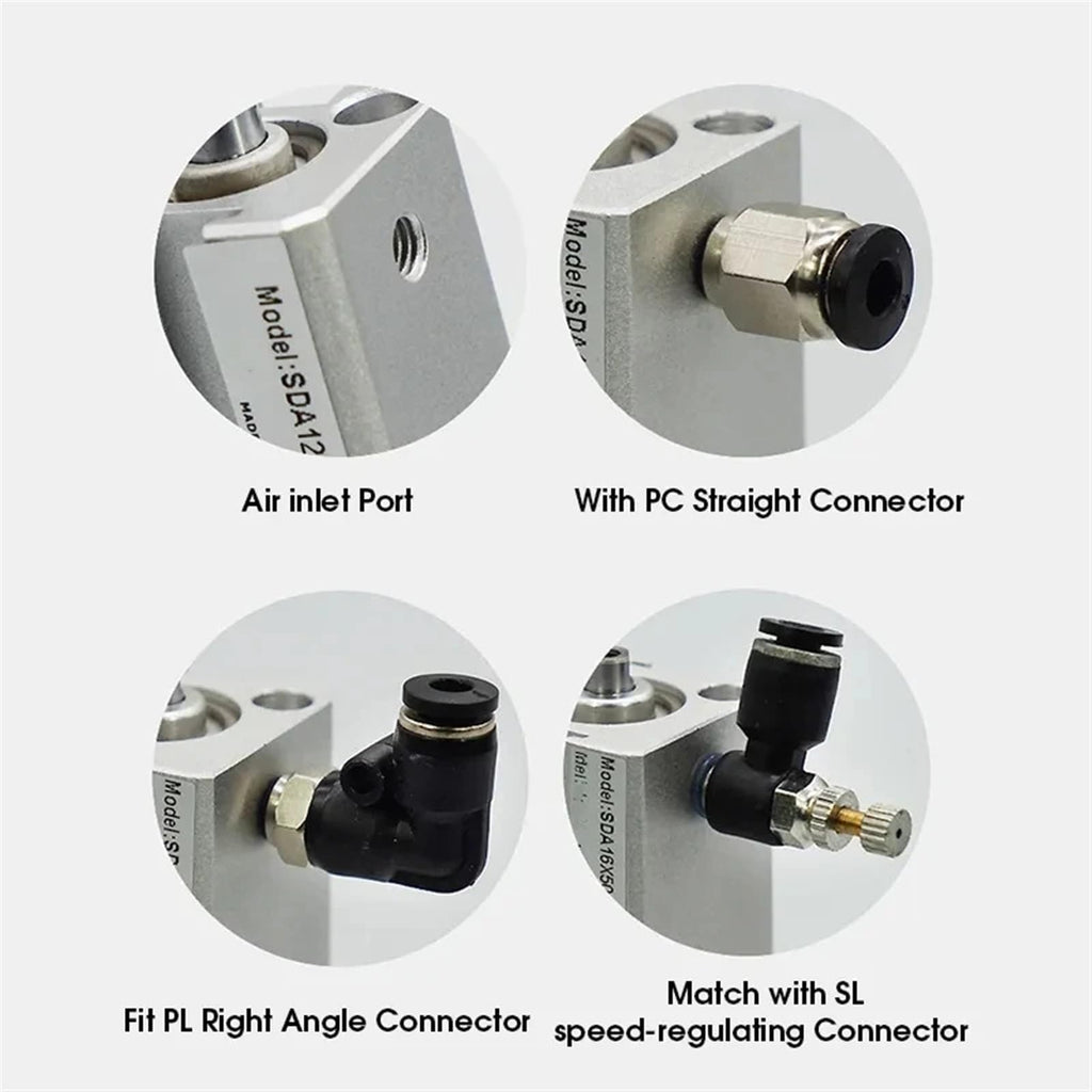 SDA Compact Cylinder SDA32 SDA40 SDA50 SDA63 SDA80 Stroke 10/20/30/40 Double Acting Pneumatic Piston Cylinder(Stroke 80mm,Bore 63mm)