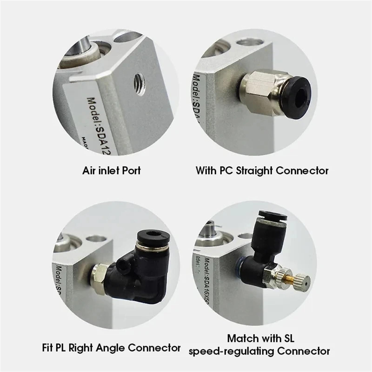 SDA Compact Cylinder SDA32 SDA40 SDA50 SDA63 SDA80 Stroke 10/20/30/40 Double Acting Pneumatic Piston Cylinder(Stroke 80mm,Bore 63mm)