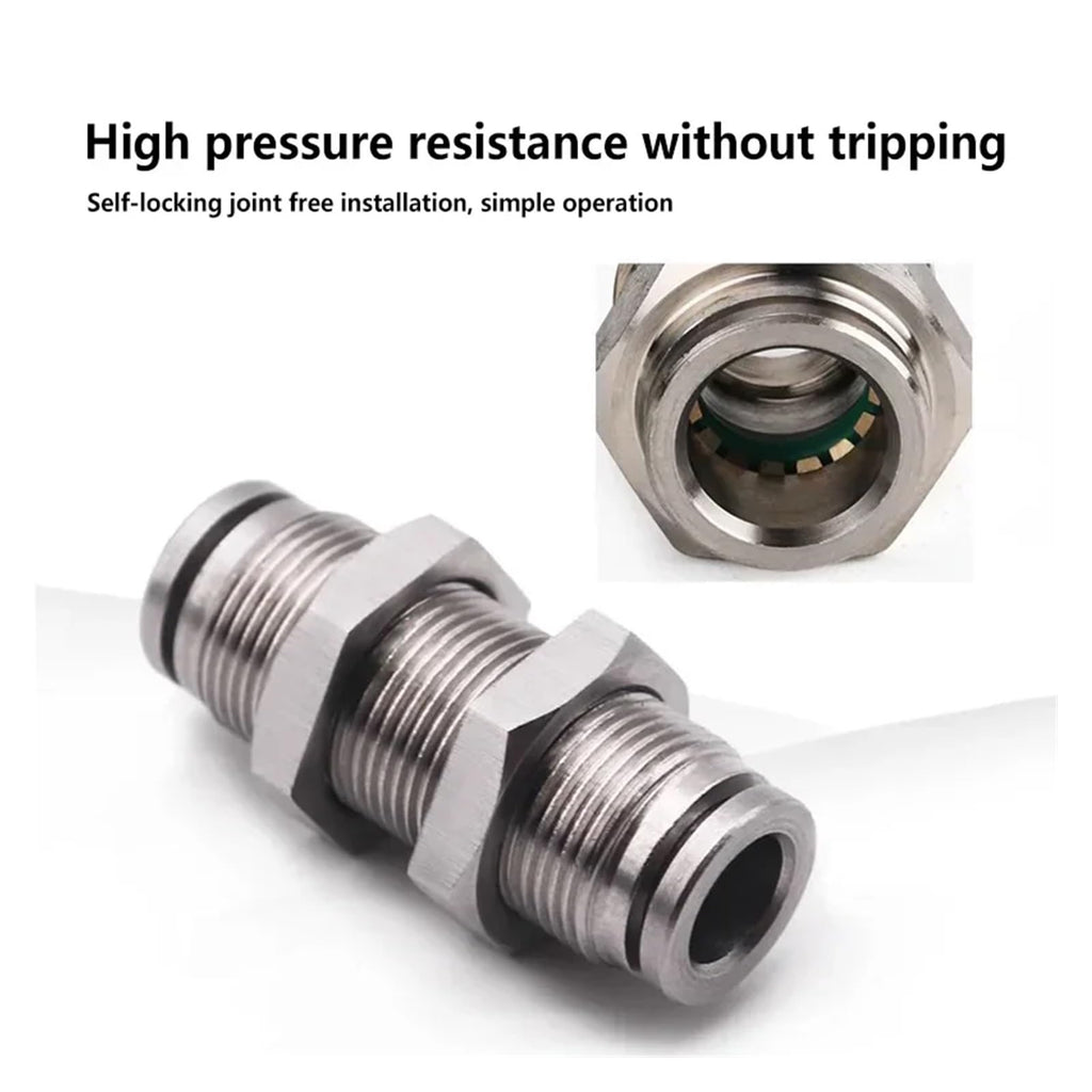 10PCS 304 Stainless Steel Pneumatic Connector PM Partition Metal Quick Coupling Plug 4 6 8 10 12 16mm Trachea Connector joyous(PM-16,50 pcs)