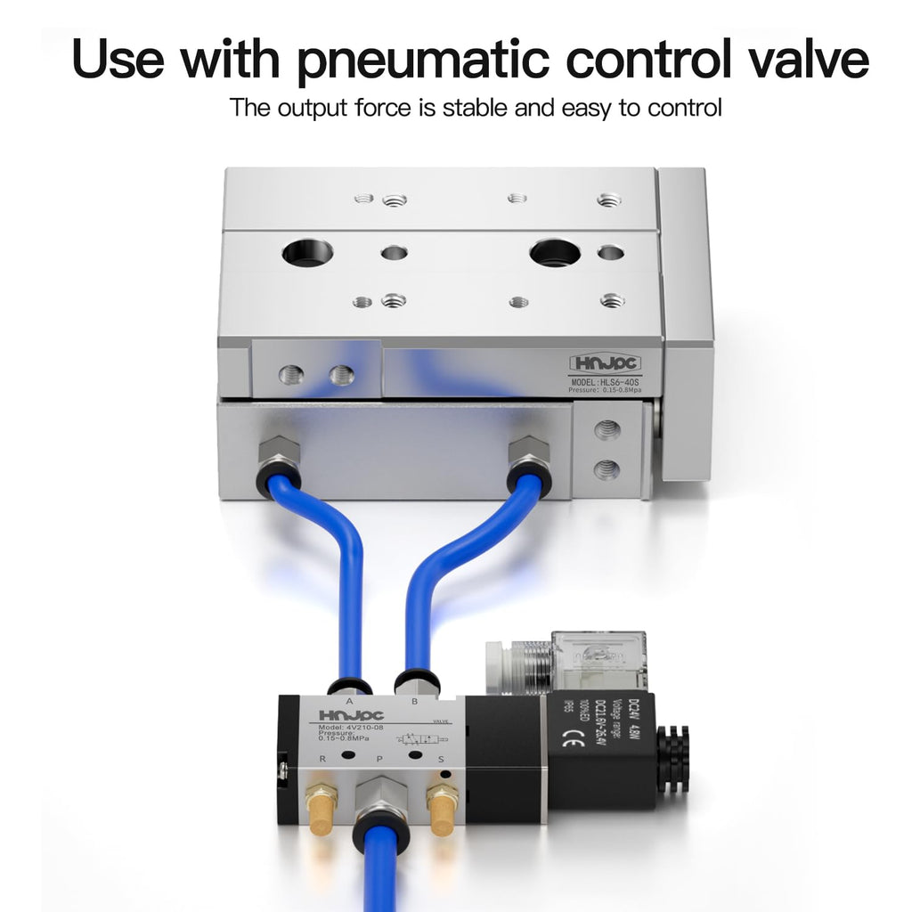 Slide Guide Rail Pneumatic Cylinder, 1 inch (25mm) Bore 6 inch (150mm) Stroke with Magnetic, Mini High Precision Guided Air Cylinder for Automation (HLS25-150)