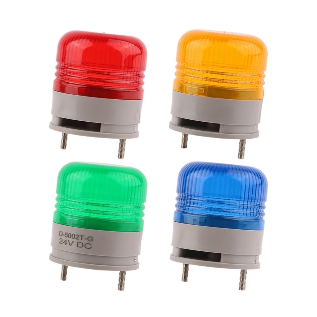 1PCS Red Yellow Green Blue Single Flashing Signal Warning DC12V24V LED Indicator Lamp with Buzzer/No Sound Small Security Alarm Light(Red NO Buzzer,200w)