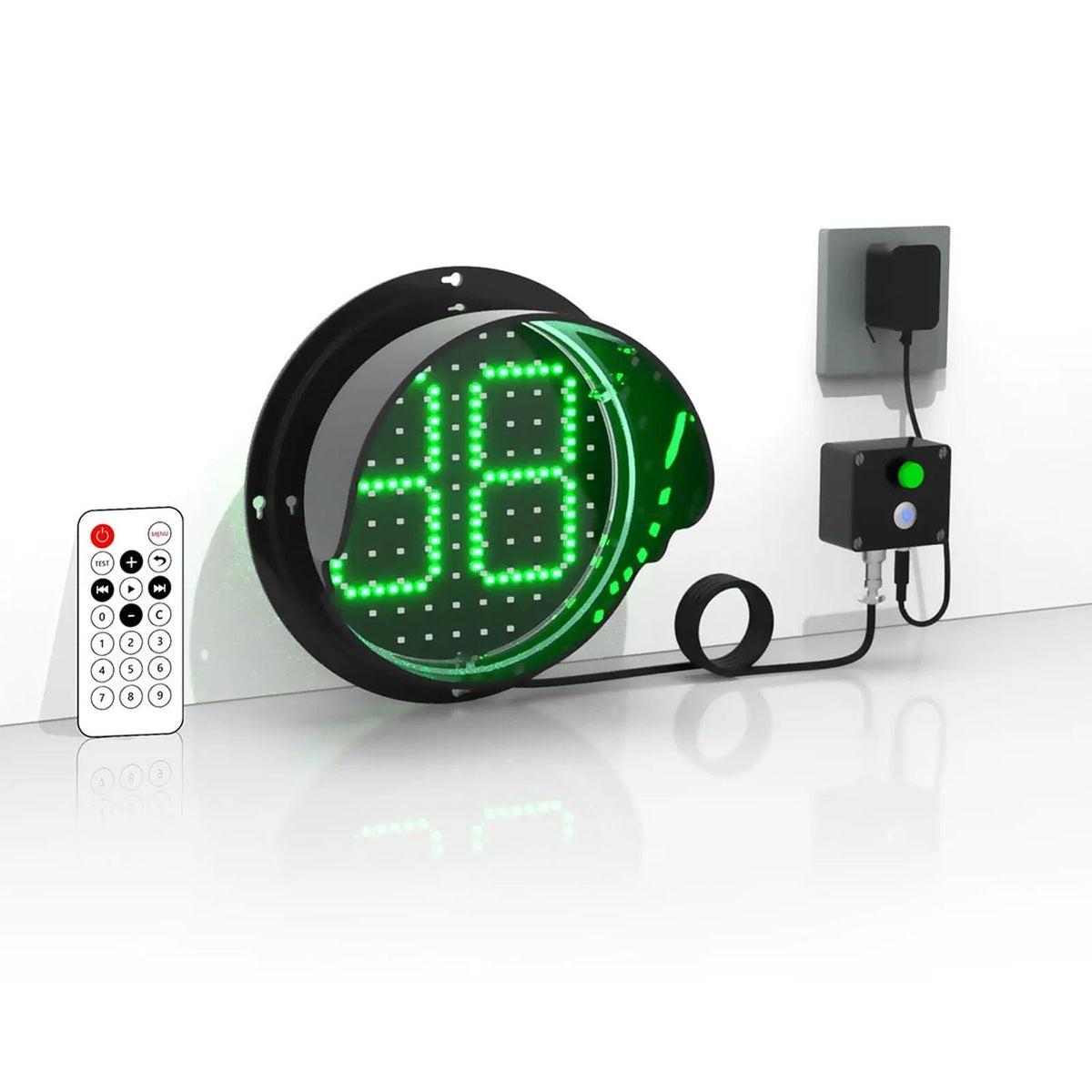 Traffic Light, 200mm Red and Green Signal Light, one-Color Countdown, Red/Green Stop and Go Light, Industrial Signal Lamp for Wall, with Remote Control, Plug & Play(Red)(Red)