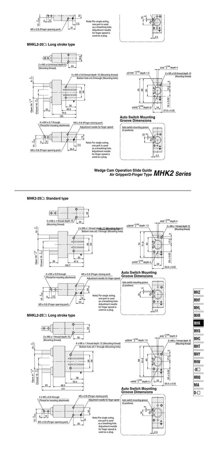 MHK2 MHKL2 Pneumatic Finger Air Cylinder with Dust Cover Opening and Closing Cylinder MHKL2-12D MHKL2-16D MHKL2-20D MHKL2-25D(MHK2-25D)