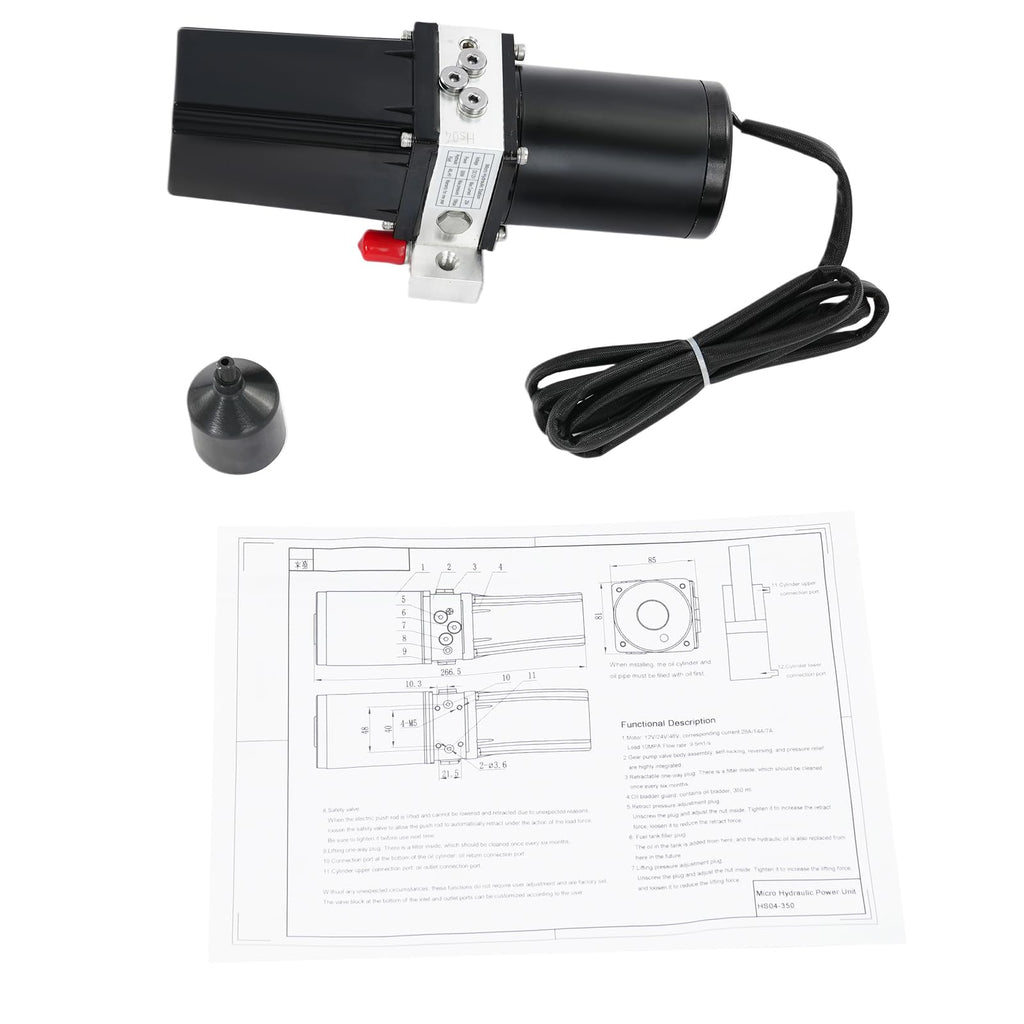 Motor Reservoir Pump 12V Hydraulic Power System 300W 2800RPM Bidirectional
