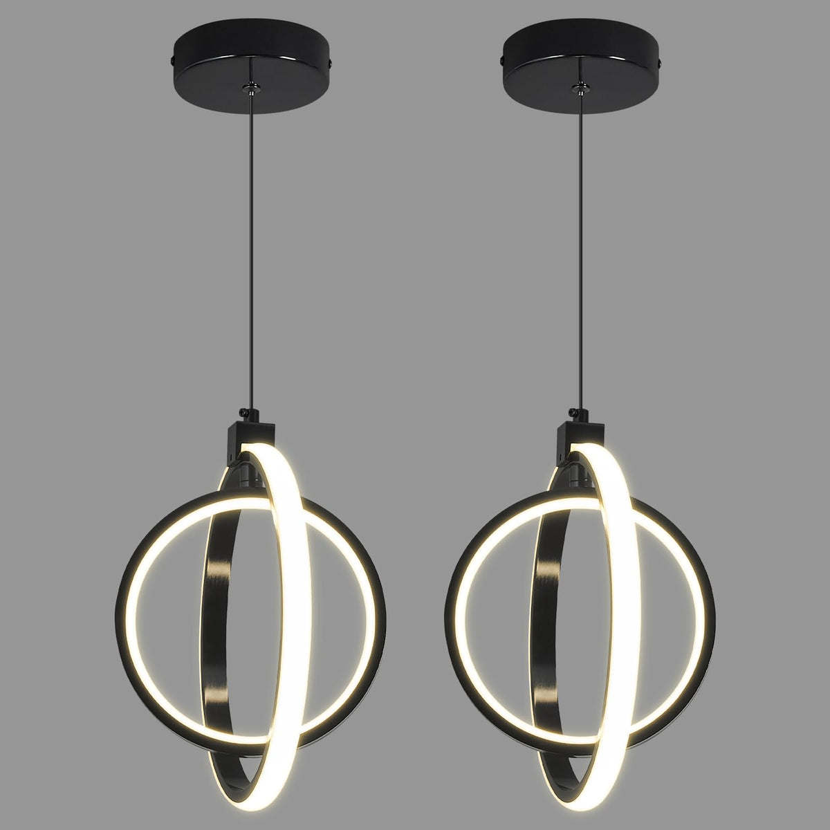 Modern LED Chandelier Chrome Rectangular Pendant Light Fixtures 4000K 20W Dimmable Height Adjustable Pendant Lighting for Dining Room Kitchen Island Bedroom Living Room Foyer（3-Pack）