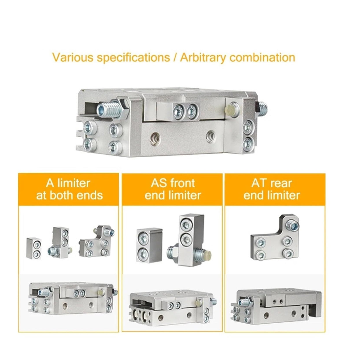 MXS16 Pneumatic Sliding Table Cylinder with Magnetic Linear Guide Rail High Pressure Resistance 16mm Bore 10/20/30/100mm Stroke(MXS16-75)