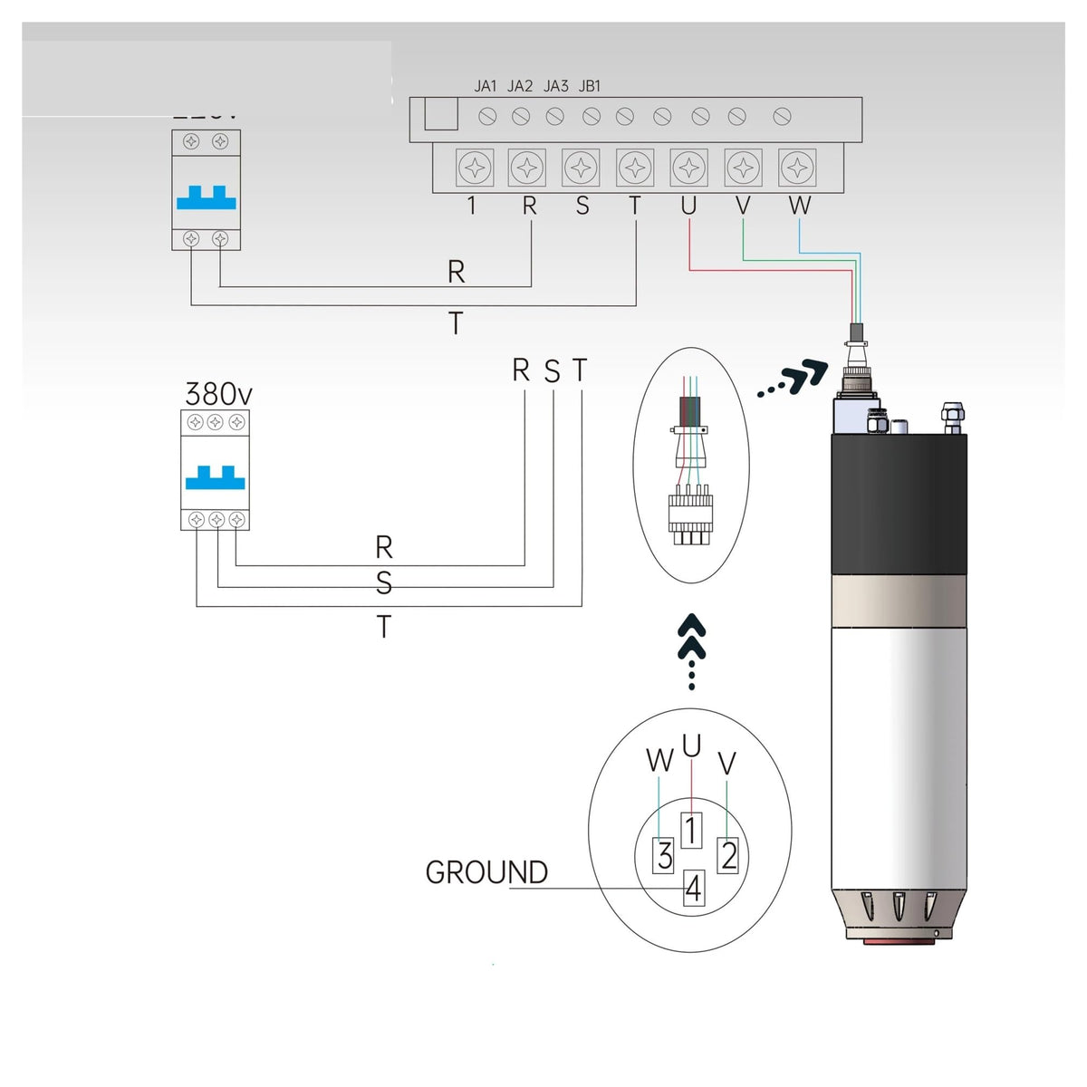 ATC Automatic Tool Change AUTO Water Cooling CNC Spindle Motor.4 Poles HSK40E 3KW 3.5KW(3.5KW 220V,Whole kit)