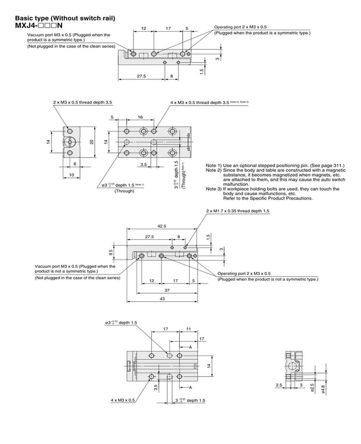 Micro Pneumatic MXJ Series Slide Rail Cylinder MXJ4-5 MXJ4-10 MXJ4-10 MXJ6-10 MXJ6-15 MXJ8-10 MXJ8-20(MXJ4-5)