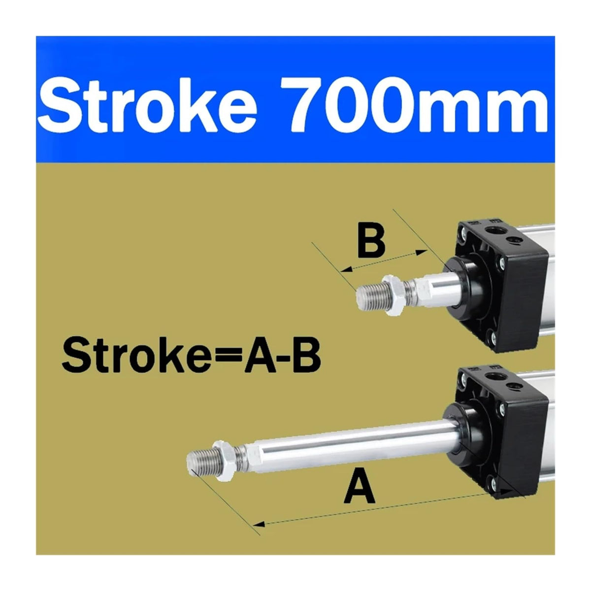 1pcs Standard Air Pneumatic Cylinders 32/40/50/63mm Bore Double Acting 50/75/100/125/150/175/200/250/300/350/400/500/1000mm Stroke(Stroke 700,SC50 (Bore 50mm))