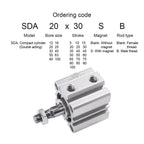 SDA Pneumatic Compact Cylinder, External Thread Stroke 5 to 100mm, with Magnet(Stroke 40mm -SB,Bore 40mm)