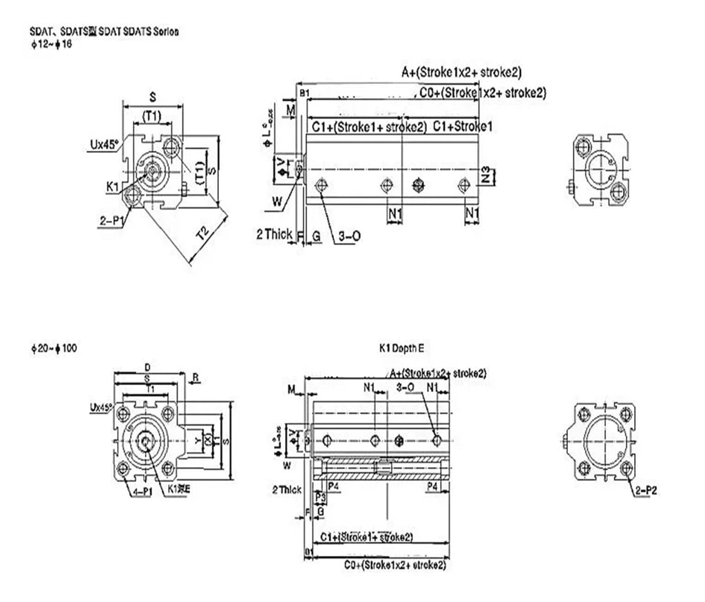 Pneumatic Air Thin Cylinder SDAD50-5 SDAD50-10 SDAD50-15 SDAD50-20 SDAD50-25 SDAD50-30 SDAD50-35 SDAD50-40 SDAD50-80(SDAD50 x 30)